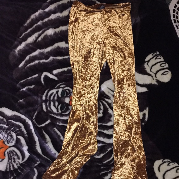 gold velvet bell bottoms